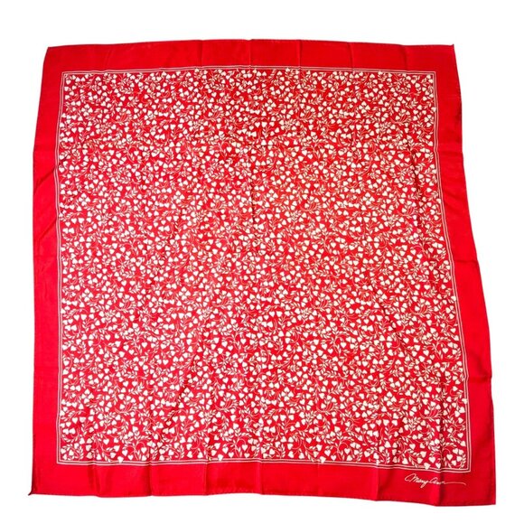 Hallmark Accessories - Mary Ann Hallmark Scarf Womens Vtg 1978 Square Japan Red Hearts Love Romantic